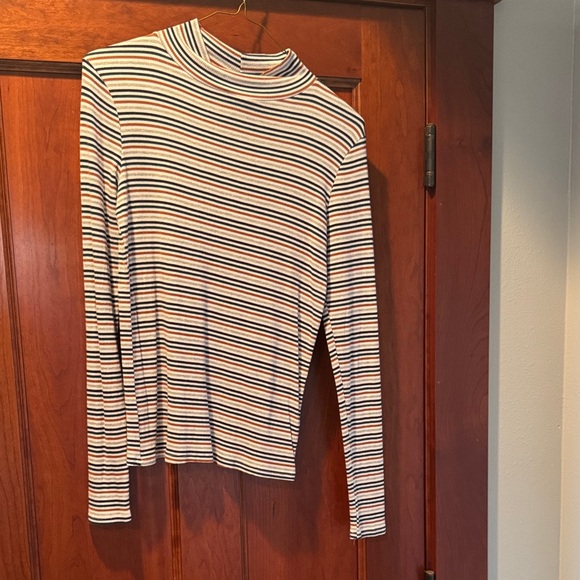 Daytrip Tops - Daytrip Multistripe Mock Neck Long Sleeve Top